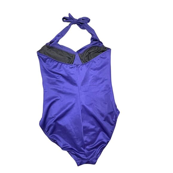 Miraclesuit Womens Purple Blue Halter Underwire Ruched Bust Swimsuit 10 Slimming - Picture 3 of 9